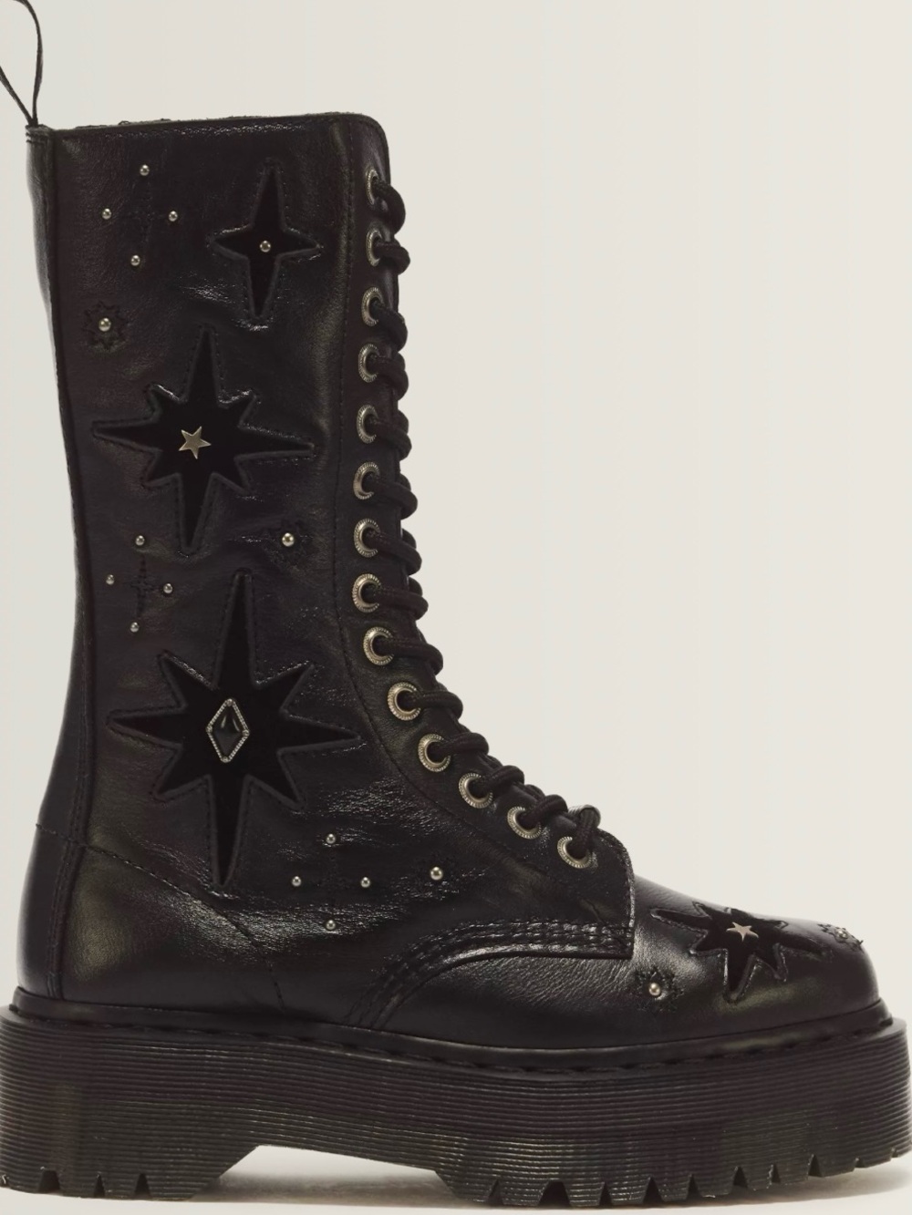 Dr Martens Whimsigoth 1B99 14 Eye Platform Boot Black Leather size 8 NEW Women